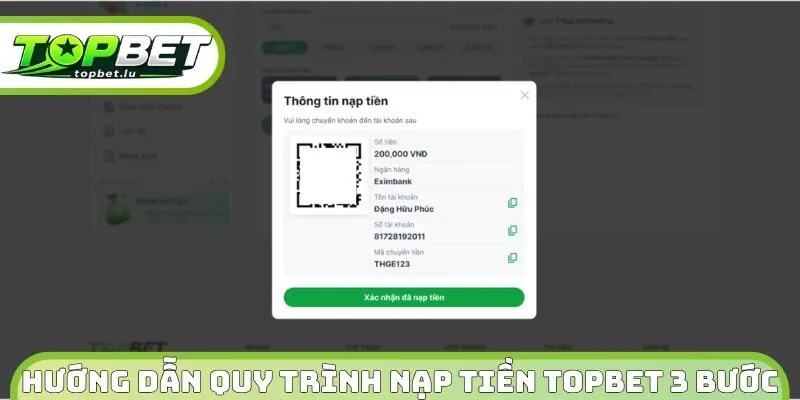 Hướng dẫn quy trình nạp tiền Topbet 3 bước